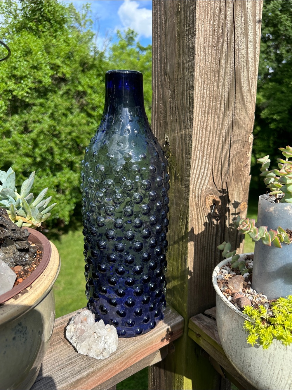 Cobalt Blue with purple hue Imperial Hobnail Glass Bottle Vase 5#